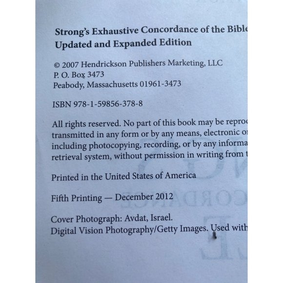 STRONG’s EXHAUSTIVE CONCORDANCE of the BIBLE 2012 Hardcover. Thick. GUC - Picture 3 of 5